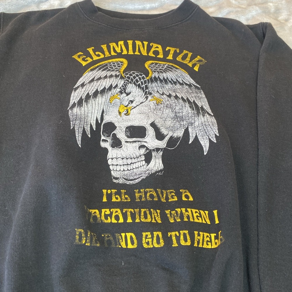 Eliminator‎ Graphic Sweatshirt Mens Small Black Skull Eagle Biker Pullover
